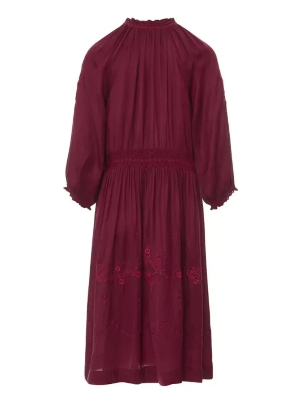 THE GREAT. Ornament Embroidered Dress | Dark red Midi Dress. Size 1 US Small 4-6